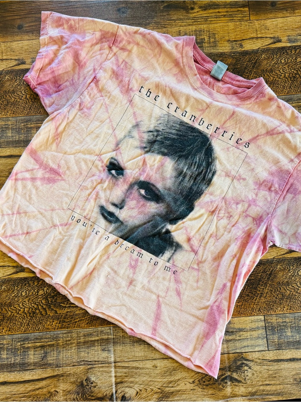 The Cranberries Tie Dye Cropped Band Tee Women’s Large Thrashed Grunge Y2K 90s